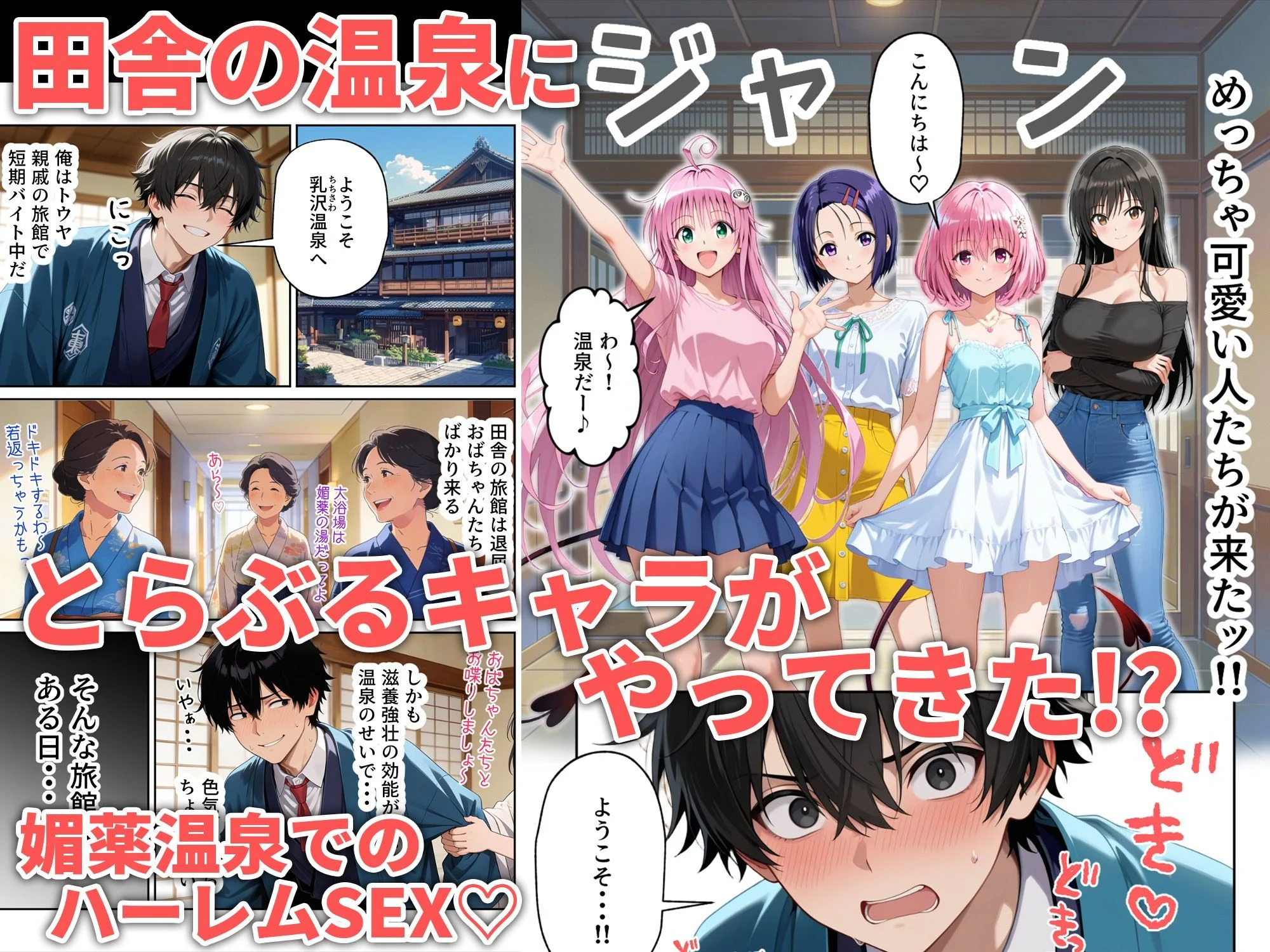 覗き見とらぶるハーレム温泉〜媚薬の湯〜 画像1