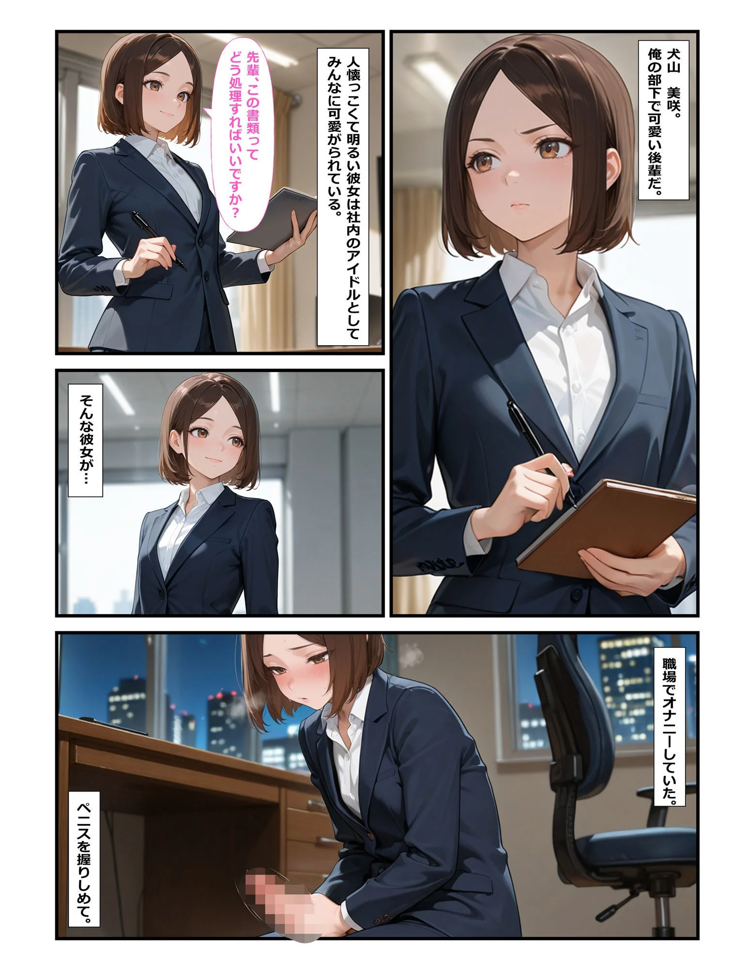 部下の犬山さん♀が職場でオナニー♂してた 画像1