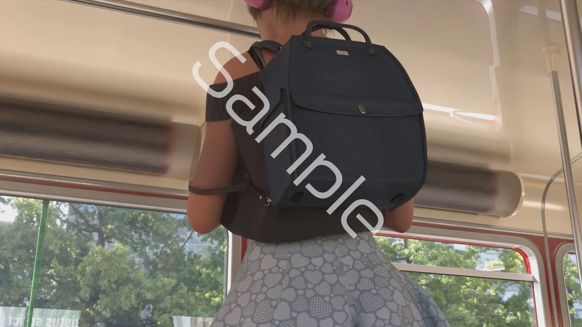 一ノ瀬廻里・私服登校日の通学途中のバス内でスカート内逆さ撮り盗撮の被害に遭う:PV09(サテン地ピンク水玉フルバックパンティ) 画像7