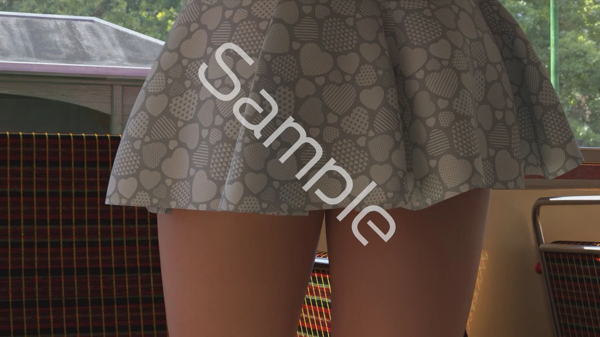 一ノ瀬廻里・私服登校日の通学途中のバス内でスカート内逆さ撮り盗撮の被害に遭う:PV11（ピンクハート柄フルバックパンティ） 画像8